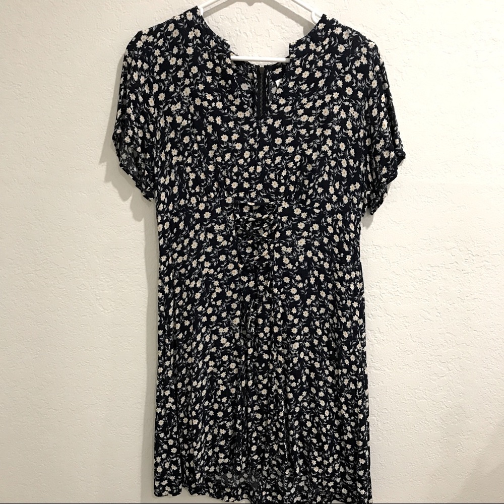 Xhilaration Navy Floral Ditsy Mini Dress - size L